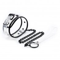 Clear Color Bondage Collar with Black Chain