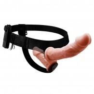 Flesh Color Strap On with Double Vibrating Dildos  Dual Motors
