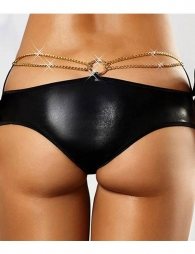Black sexy panty with gold ring