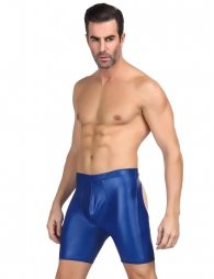 Blue Men's Pants With Exposed Hips
