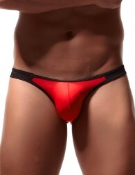 Red Thin Ice Silk Low Waist Contrast Color Men's Underwear