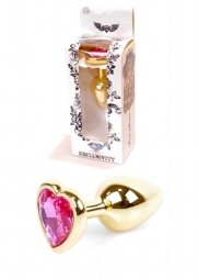 Plug-Jewellery Gold Heart PLUG- Pink 7 εκ