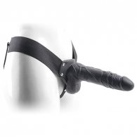 Real Rapture Vibrating Hollow Strap On 8 Black With Balls