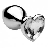 Heart jewel plug medium (clear)