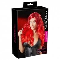 Red wig with wavy look