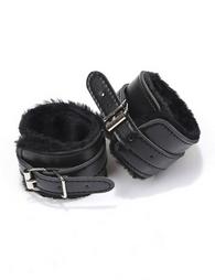 Black SM Bondage Sex Leather Handcuffs