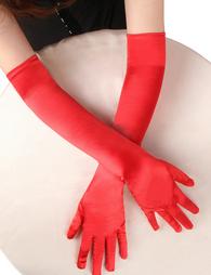 Red 55cm Long Simulated Silk Long Gloves