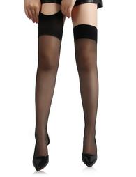 Black wide Brimmed Ribbed Stockings