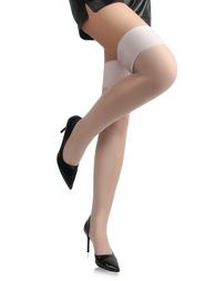 White wide Brimmed Ribbed Stockings