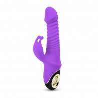 Purple Color 9 Speeds Rechargeable Silicone Thrusting Rabbit Vib