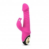 Pink Color 9 Speeds Rechargeable Silicone Thrusting Rabbit Vibra