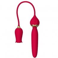 10-Speed Red Color Silicone Rose Vibrator with Thrusting Vibrato