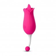 7-Function Red Color Silicone Rose Massager with Tongue